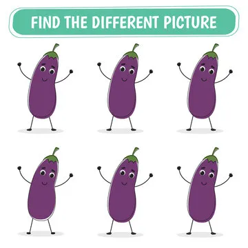 Game for kids.  Find a different Eggplant  among the same ones. Vector illustration