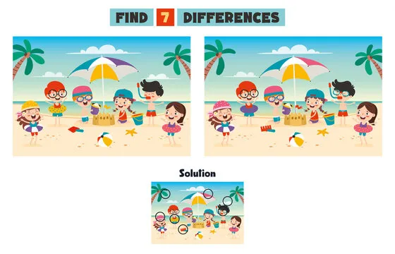 Find Seven Differences Activity For Children