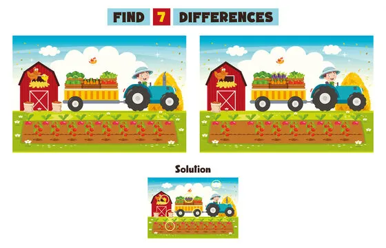 Find Seven Differences Activity For Children