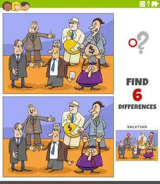 differences educational game with comic businessmen