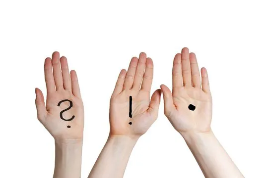 three hands with differents signs