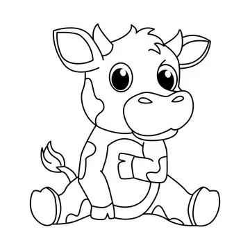 Cute cow cartoon coloring page illustration vector. For kids coloring book.