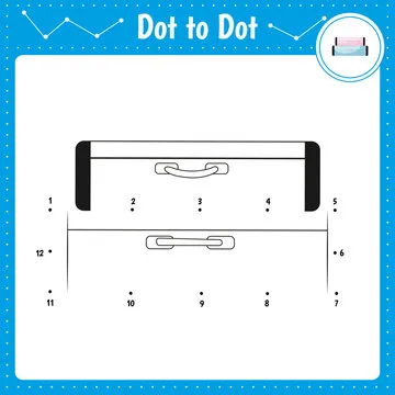Connect the dots. Suitcase. Dot to dot educational game. Coloring book for preschool kids activity worksheet. Vector Illustration.