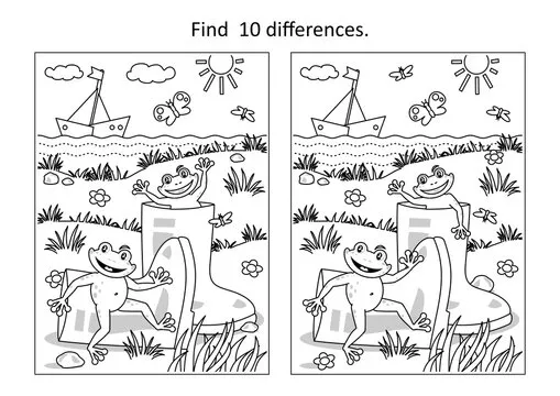 Difference game with playful frogs