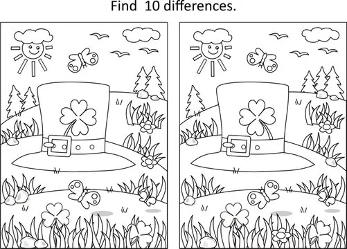 St. Patrick's Day difference game with leprechaun's top hat