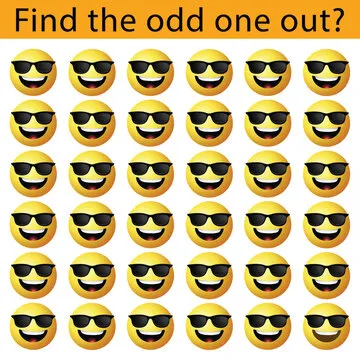 Find the odd one out vector illustration sheet. Spot the difference.