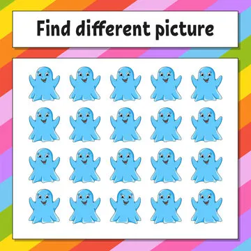 Find different picture. Educational activity worksheet for kids and toddlers. Game for children. Vector illustration.