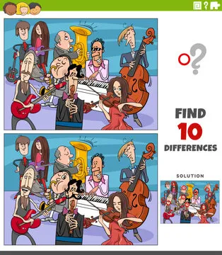 differences activity with cartoon musicians characters