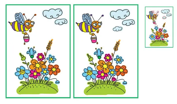 Bee and flowers in the meadow