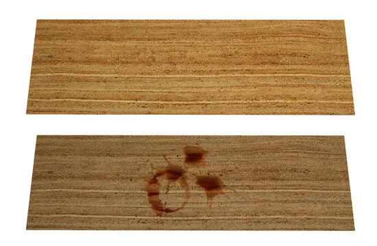 Carpet before and after dry-cleaning on white background