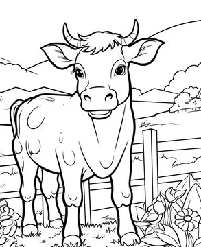 Cute cow cartoon coloring page illustration vector. For kids coloring book. cute cow colouring book image cartoon