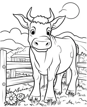 Cute cow cartoon coloring page illustration vector. For kids coloring book. cute cow colouring book image cartoon