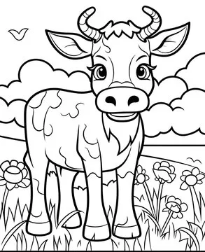 Cute cow cartoon coloring page illustration vector. For kids coloring book. cute cow colouring book image cartoon