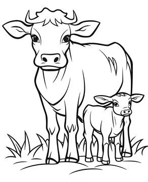 Cute cow cartoon coloring page illustration vector. For kids coloring book. cute cow colouring book image cartoon
