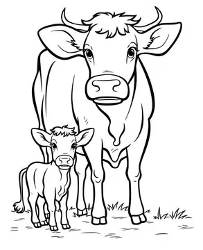 Cute cow cartoon coloring page illustration vector. For kids coloring book. cute cow colouring book image cartoon