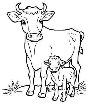 Cute cow cartoon coloring page illustration vector. For kids coloring book. cute cow colouring book image cartoon