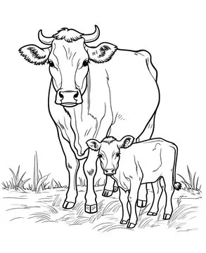 Cute cow cartoon coloring page illustration vector. For kids coloring book. cute cow colouring book image cartoon