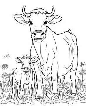 Cute cow cartoon coloring page illustration vector. For kids coloring book. cute cow colouring book image cartoon