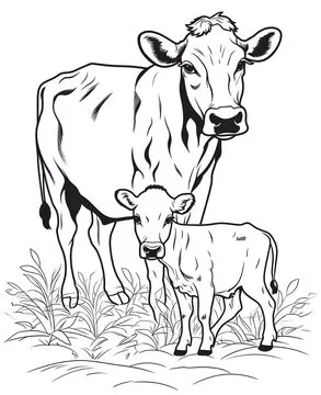 Cute cow cartoon coloring page illustration vector. For kids coloring book. cute cow colouring book image cartoon