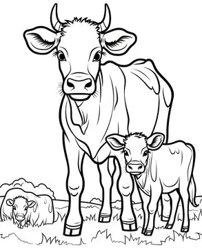 Cute cow cartoon coloring page illustration vector. For kids coloring book. cute cow colouring book image cartoon