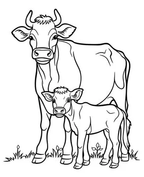 Cute cow cartoon coloring page illustration vector. For kids coloring book. cute cow colouring book image cartoon