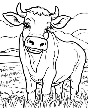 Cute cow cartoon coloring page illustration vector. For kids coloring book. cute cow colouring book image cartoon
