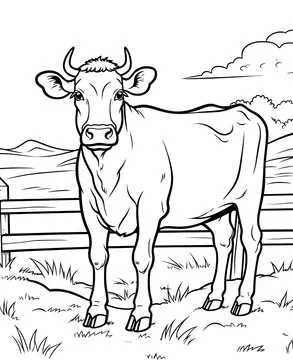 Cute cow cartoon coloring page illustration vector. For kids coloring book. cute cow colouring book image cartoon