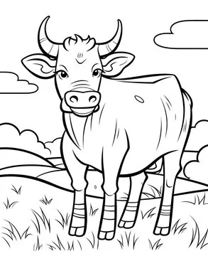 Cute cow cartoon coloring page illustration vector. For kids coloring book. cute cow colouring book image cartoon