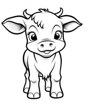 Cute cow cartoon coloring page illustration vector. For kids coloring book. cute cow colouring book image cartoon