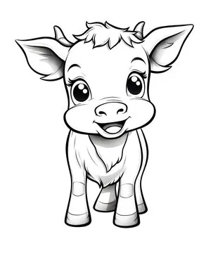 Cute cow cartoon coloring page illustration vector. For kids coloring book. cute cow colouring book image cartoon