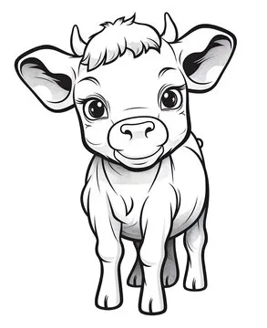 Cute cow cartoon coloring page illustration vector. For kids coloring book. cute cow colouring book image cartoon