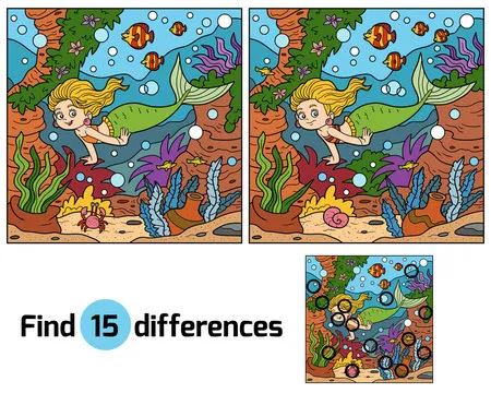Game for children: find differences (little mermaid)